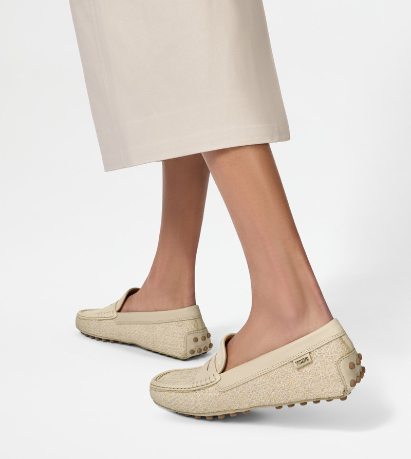 Tod's GOMMINO DRIVING SHOES IN FABRIC AND LEATHER - OFF WHITE outlook