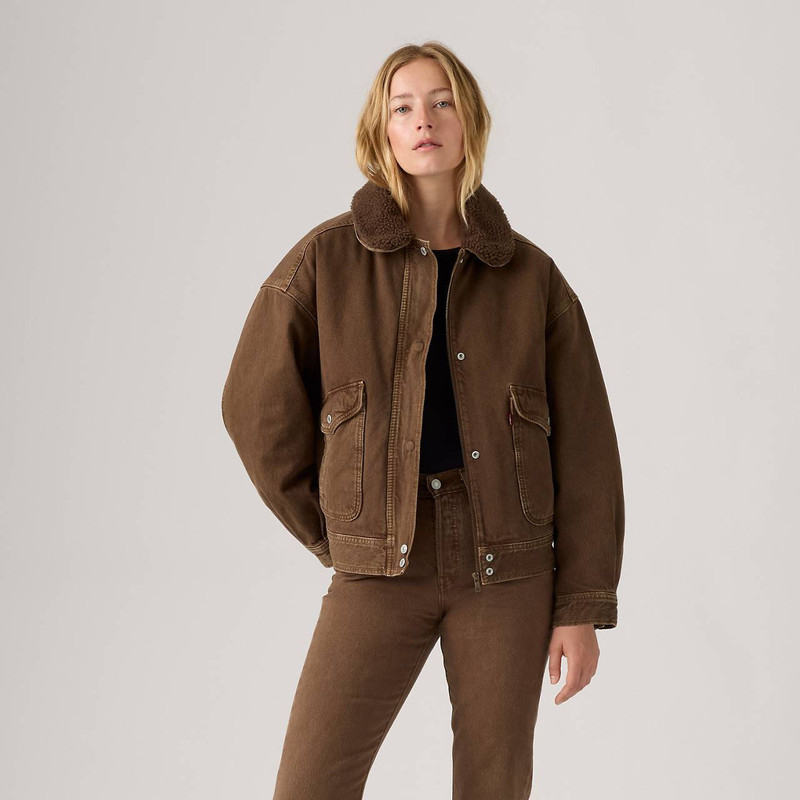 EVERYDAY BOMBER WITH FAUX SHEARLING COLLAR 2
