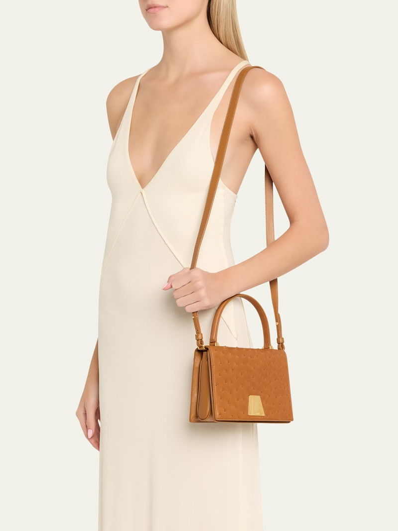 AKRIS Alice Small Ostrich Leather Top-Handle Bag outlook