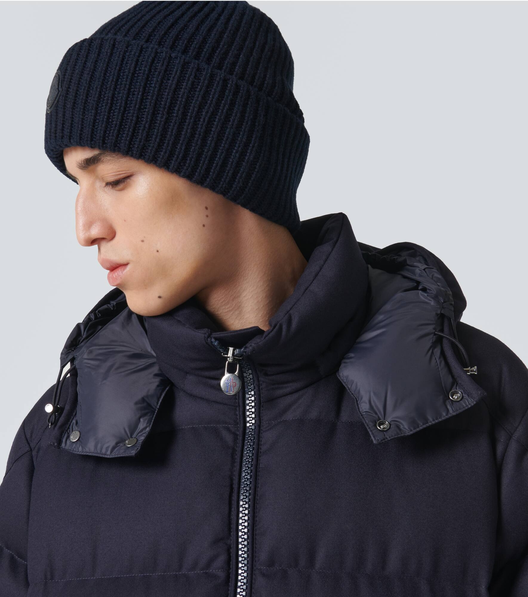 Leather-trimmed cashmere beanie - 3