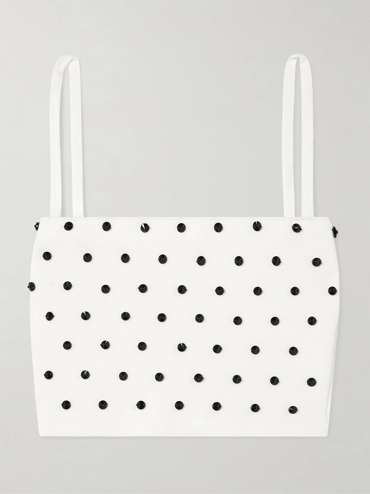 Cropped Crystal-embellished Knitted Top - 1