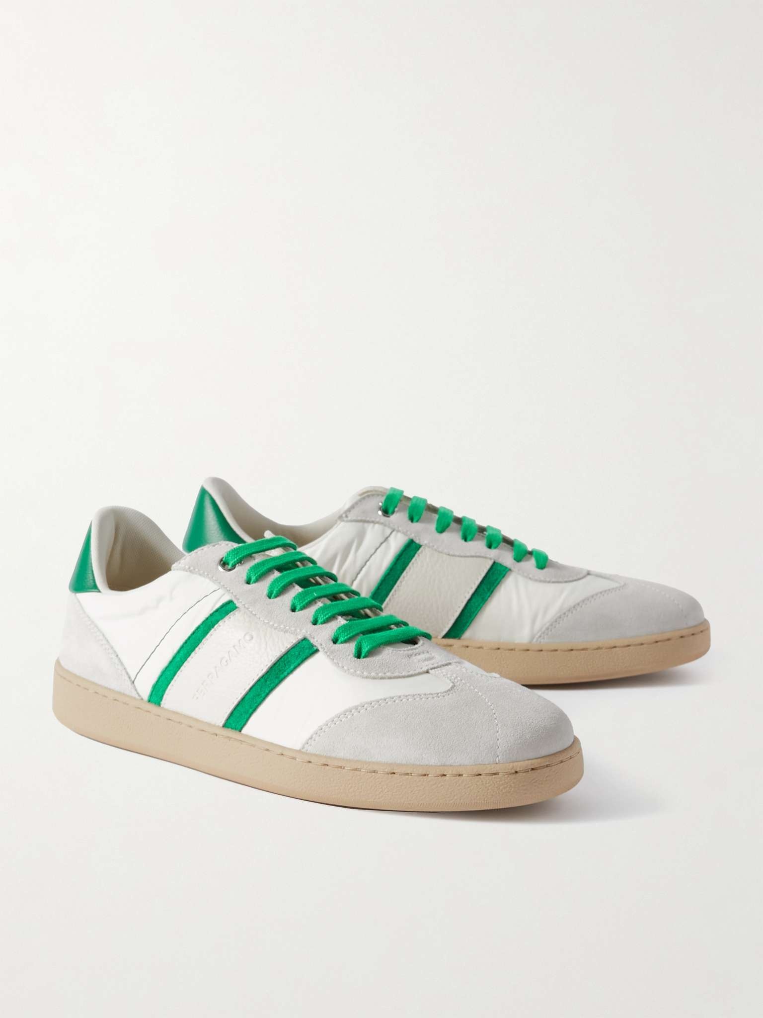 Leather-Trimmed Suede and Shell Sneakers - 4