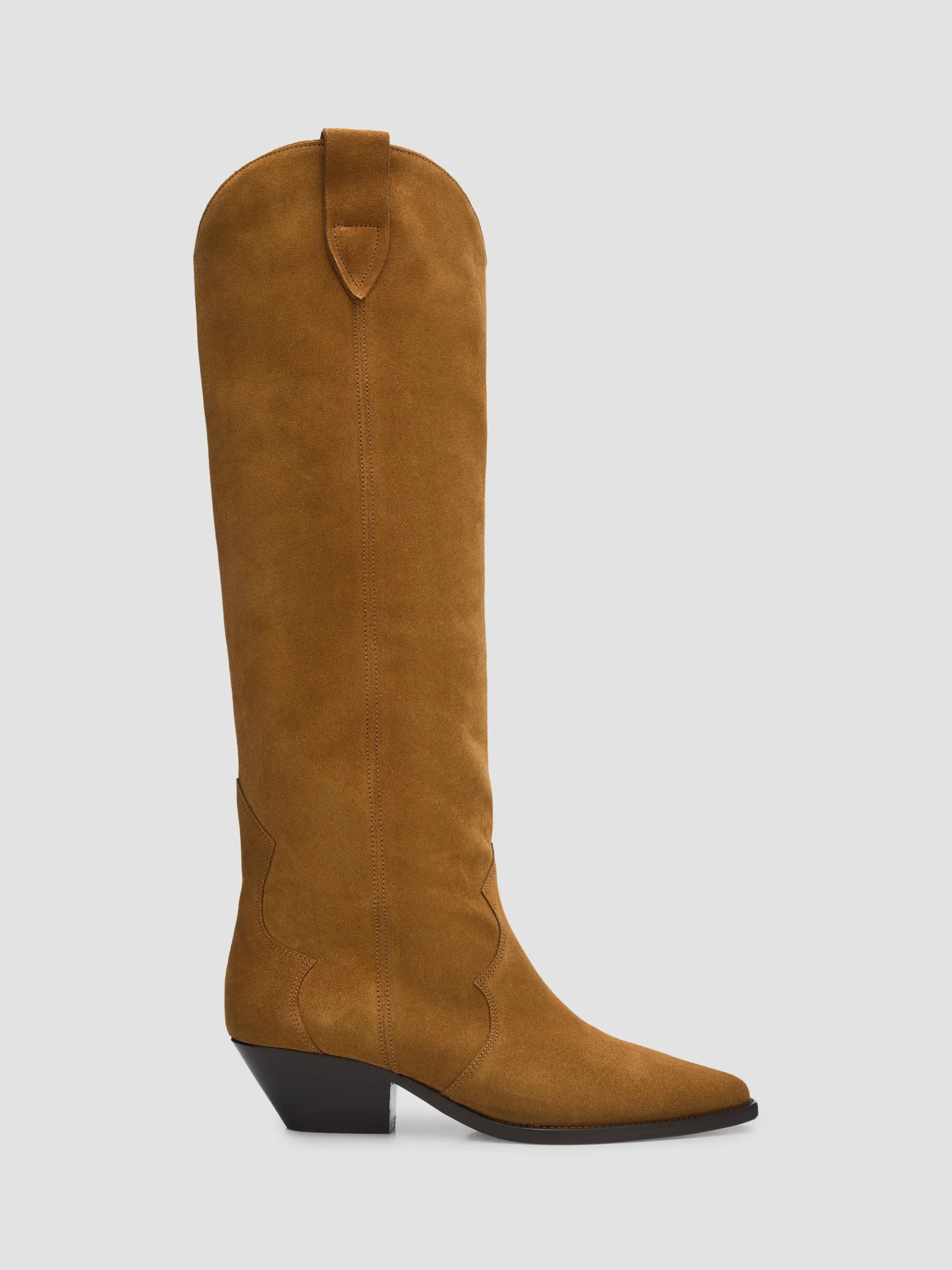 Women's Denvee 40MM Suede Tall Western Boots - Cognac - 1