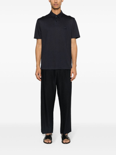 Brioni logo-embroidered wool polo shirt outlook