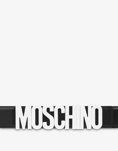 Moschino LETTERING LOGO CALFSKIN BELT outlook