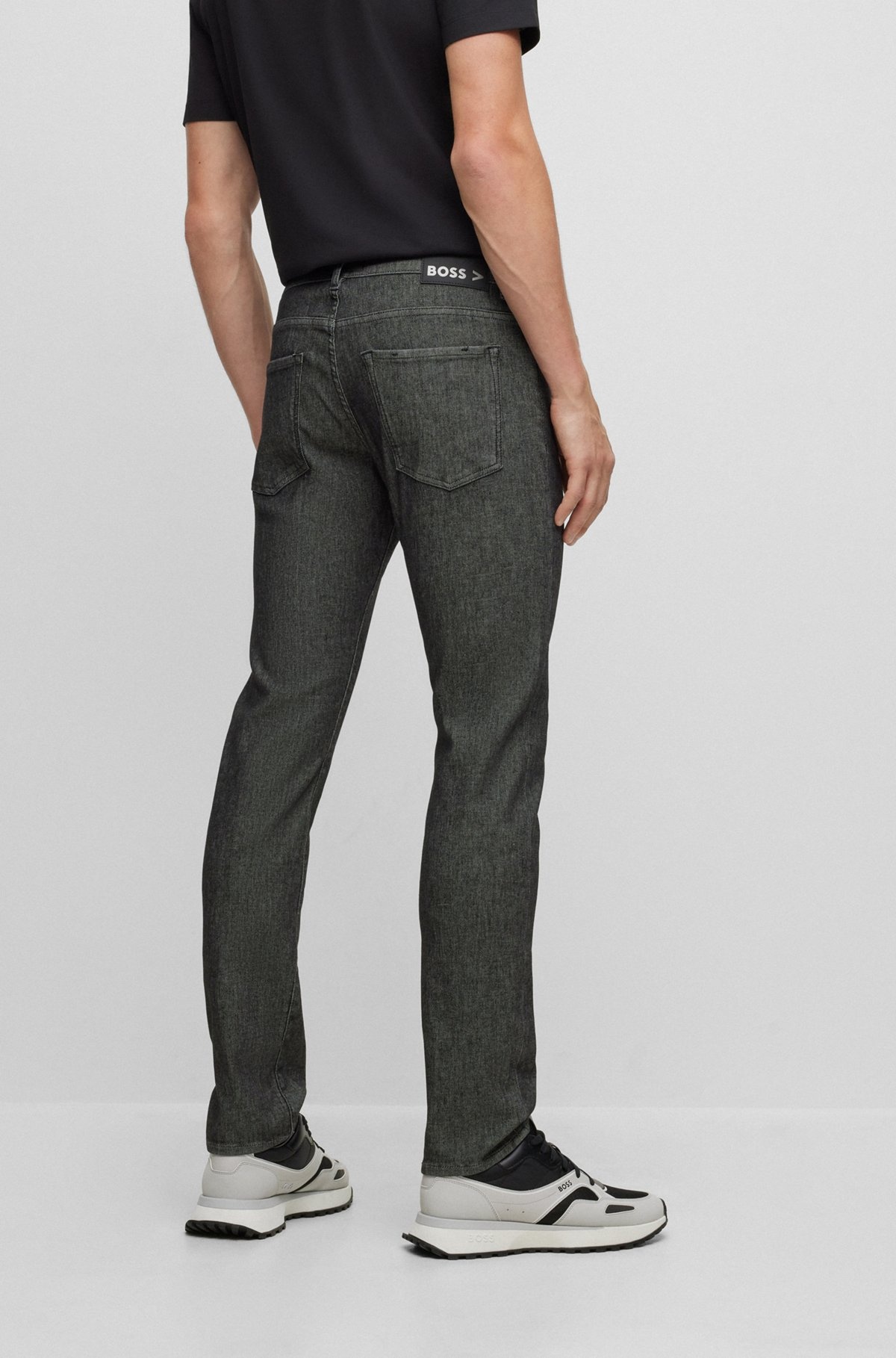 SLIM-FIT JEANS IN BLACK PERFORMANCE-STRETCH KNITTED DENIM - 4