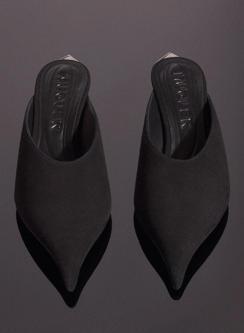 black suede fang 55 mules 5