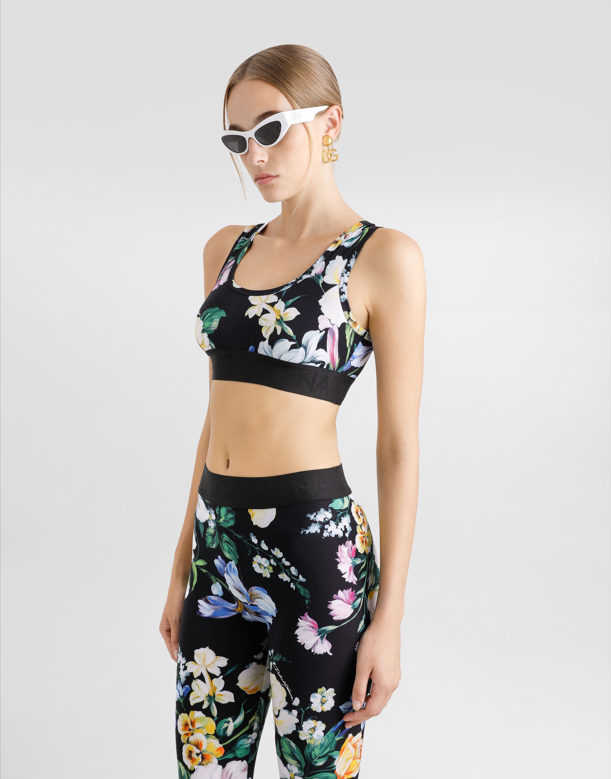 Activewear leggings in floral-print jersey - 4
