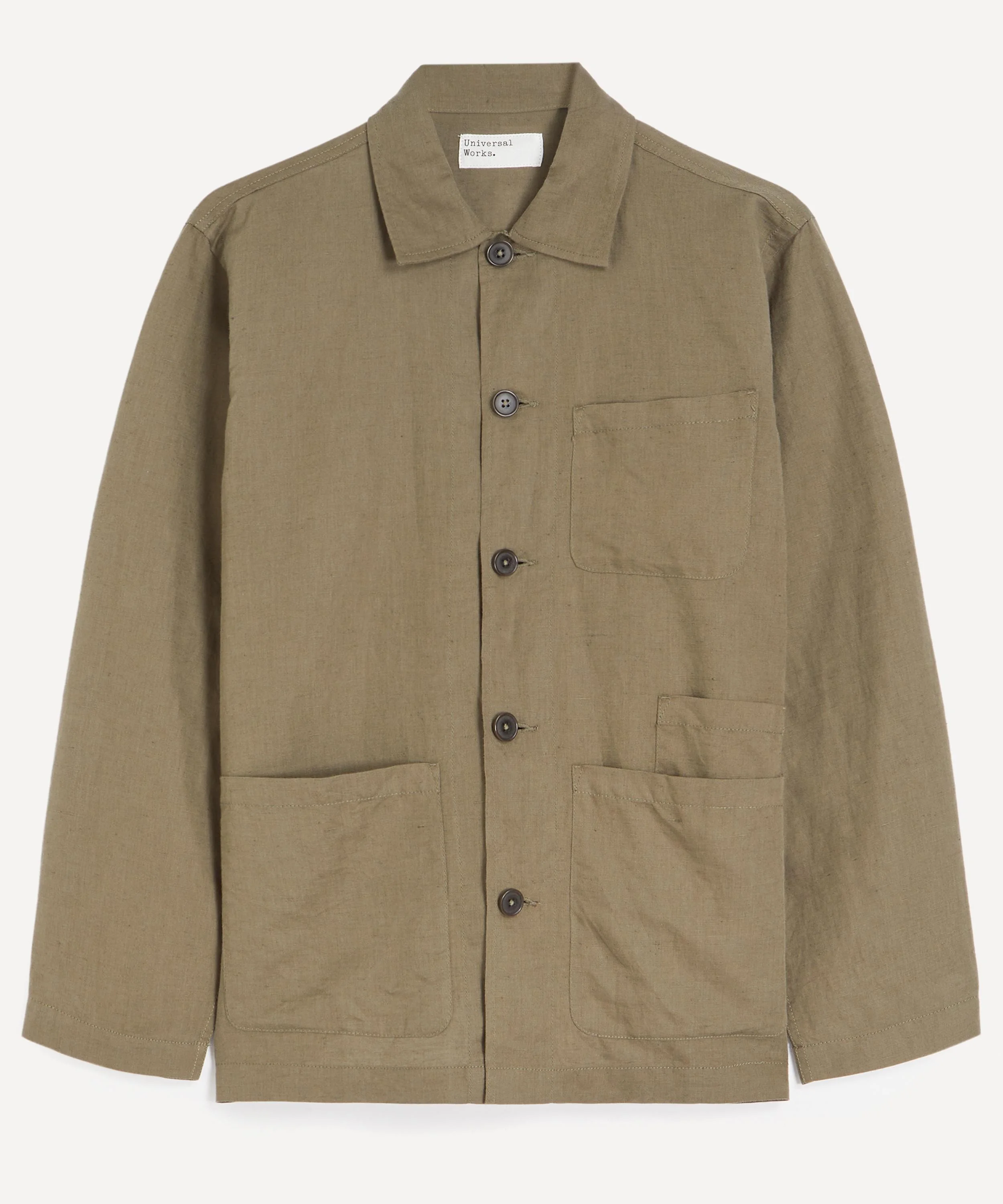 Olive Linen-Cotton Bakers Jacket - 1