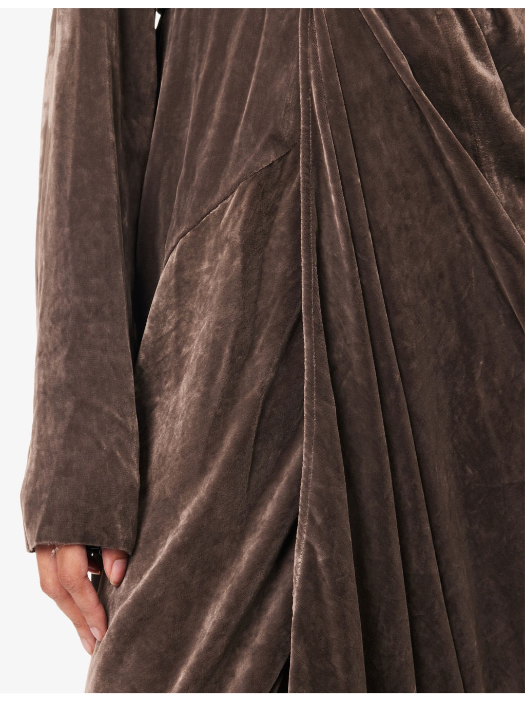 Wrap Draped Velvet Midi Dress - 5