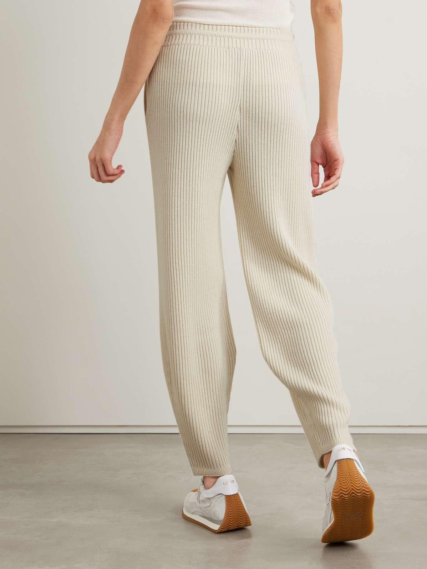 Ribbed silk and cashmere-blend tapered track pants - 4