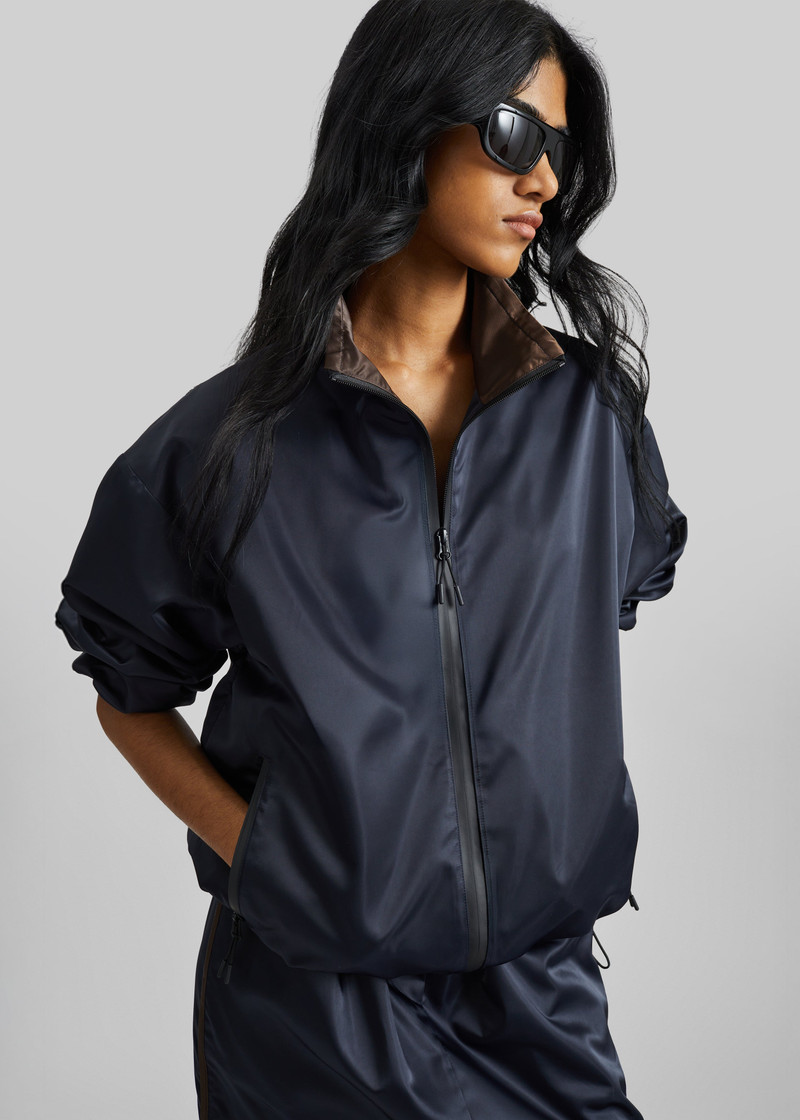 Munich Contrast Collar Zip-Up Jacket - Navy 3