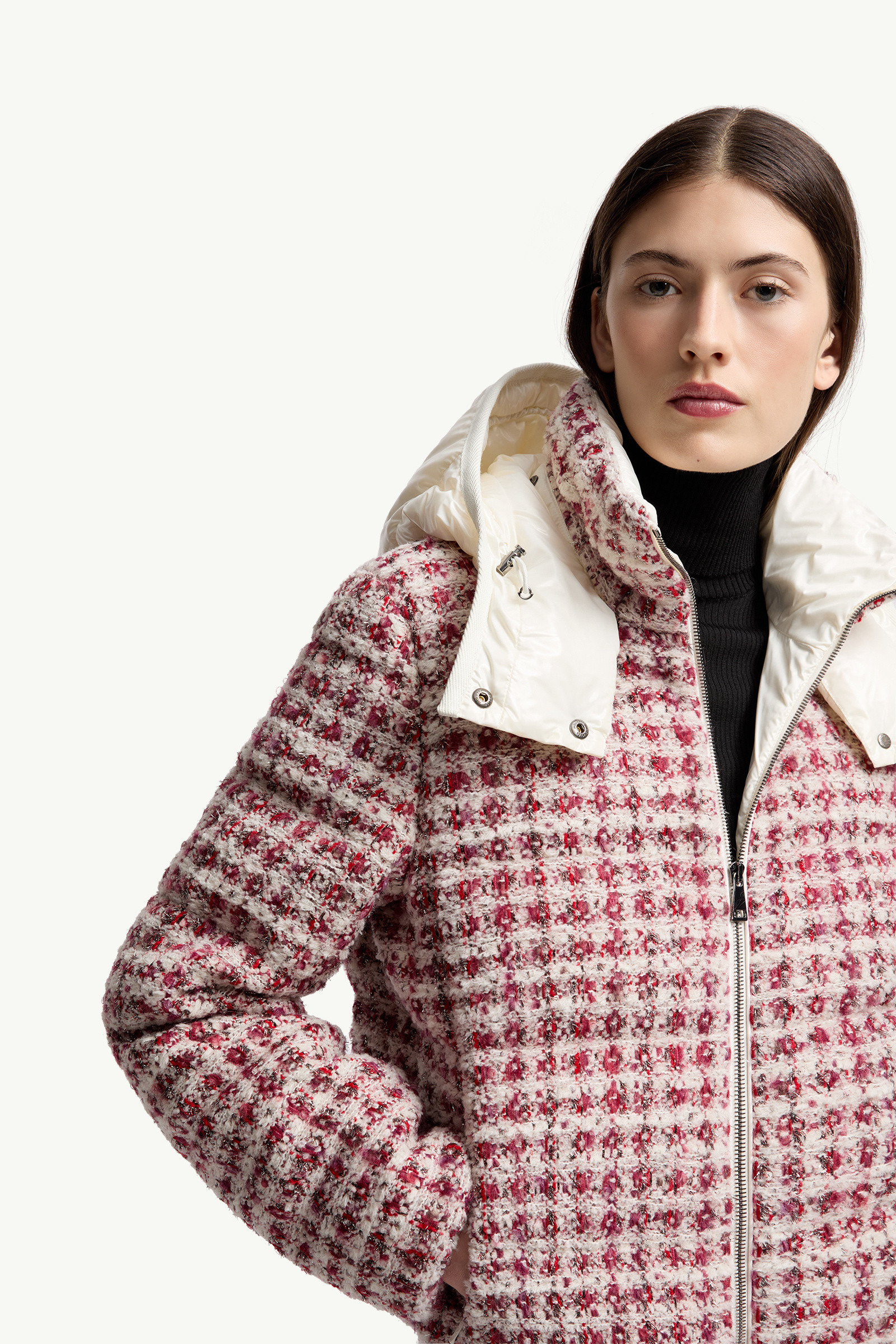 Andronne Tweed Hooded Short Down Jacket - 7