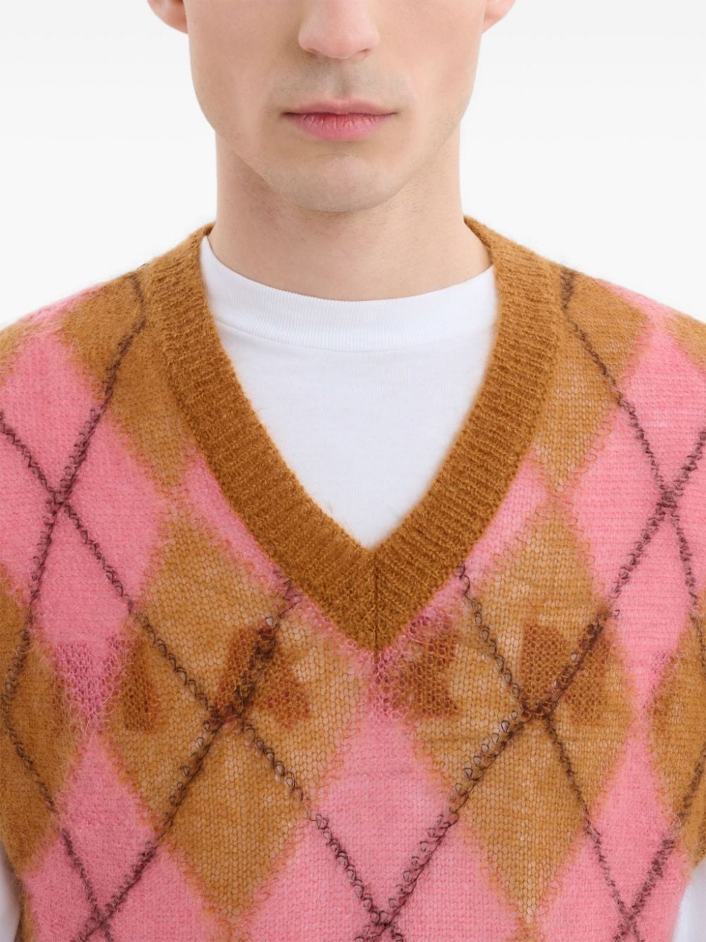 argyle-intarsia V-neck vest - 4