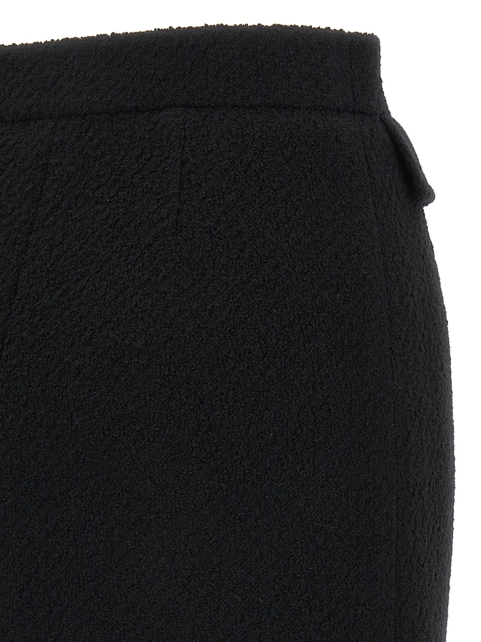 Bouclé Wool Skirt Skirts Black - 4