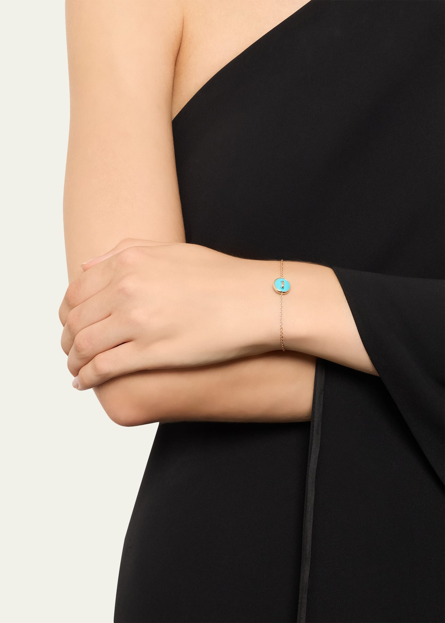 Pom Pom Dot 18K Rose Gold Diamond and Turquoise Chain Bracelet - 5