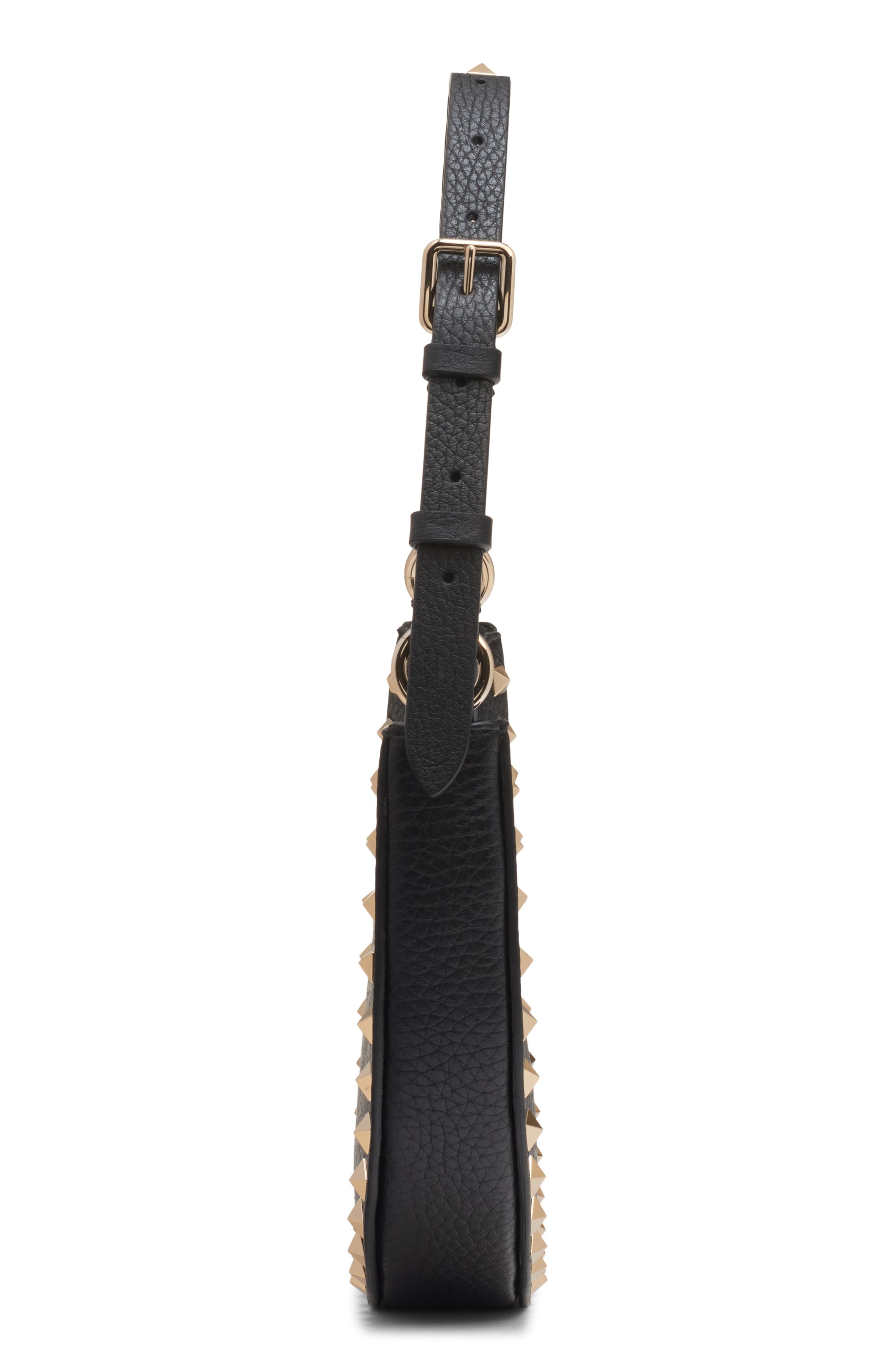 Valentino Garavani Mini Rockstud Leather Hobo Bag in Nero at Nordstrom - 5