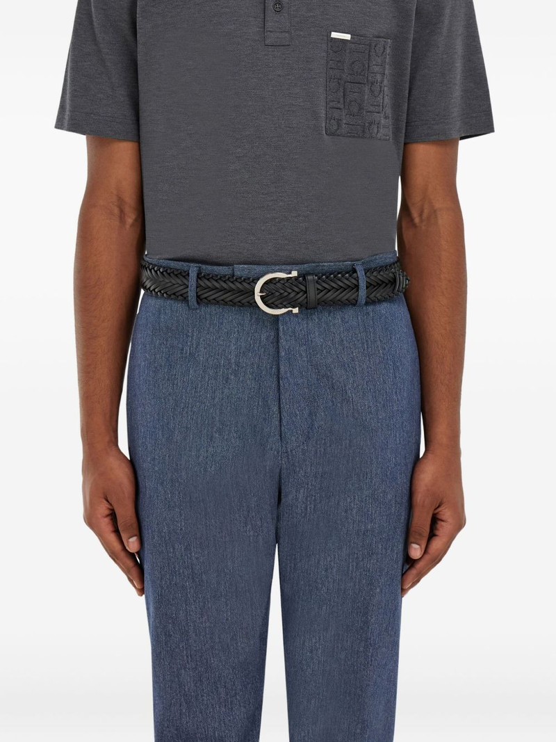 Gancini woven buckle belt 3