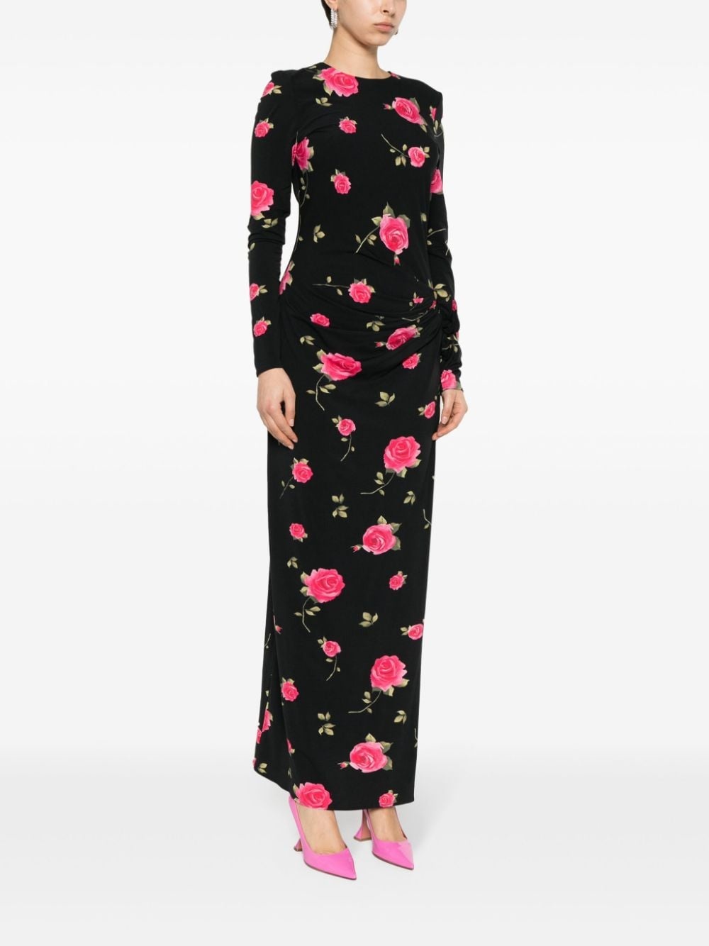 rose-print long dress - 3