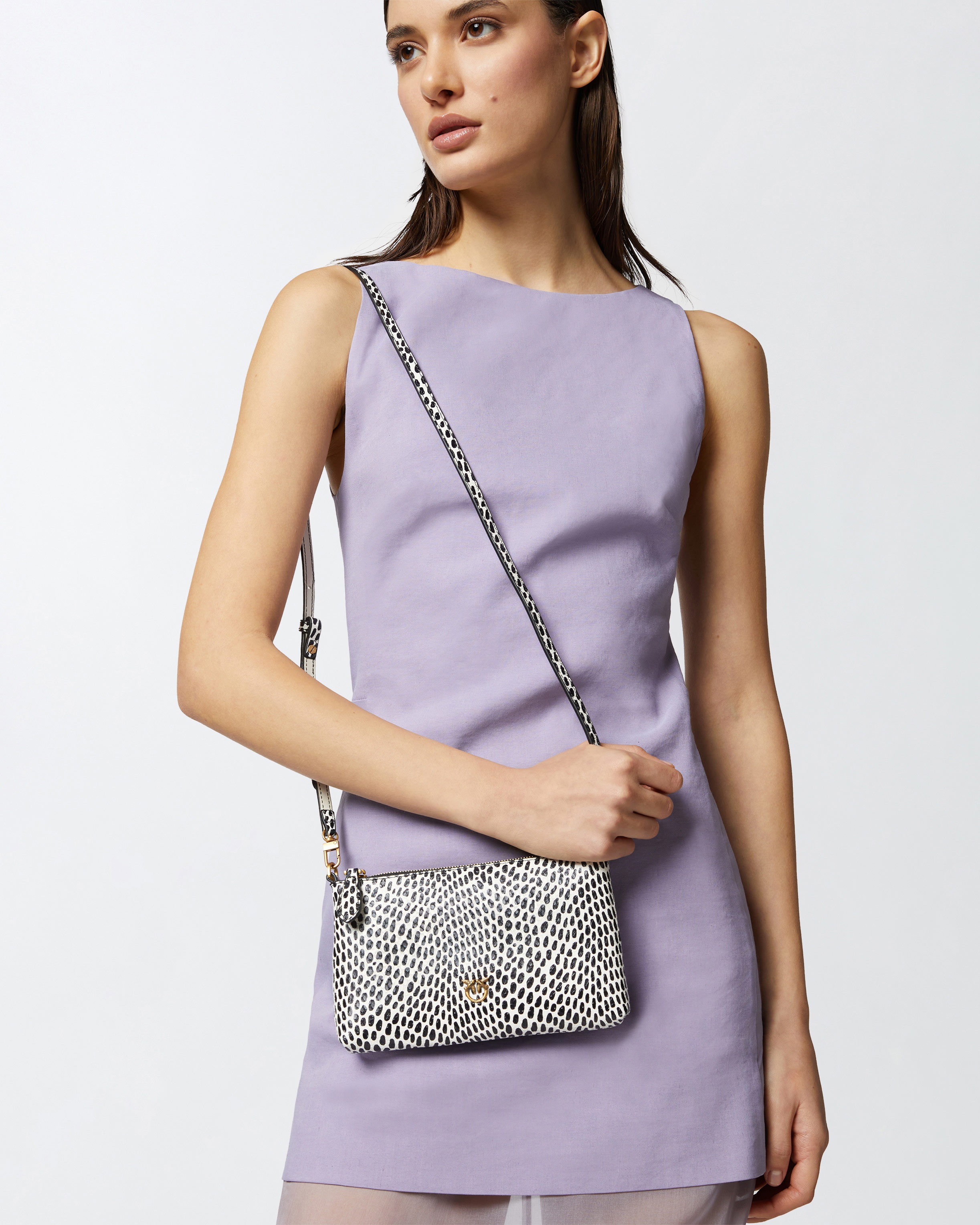 POLKA DOT LEATHER EVENING BAG WITH SHOULDER STRAP - 5