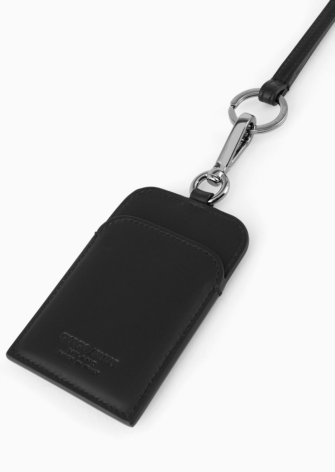 Leather badge holder with embroidered logo - 3