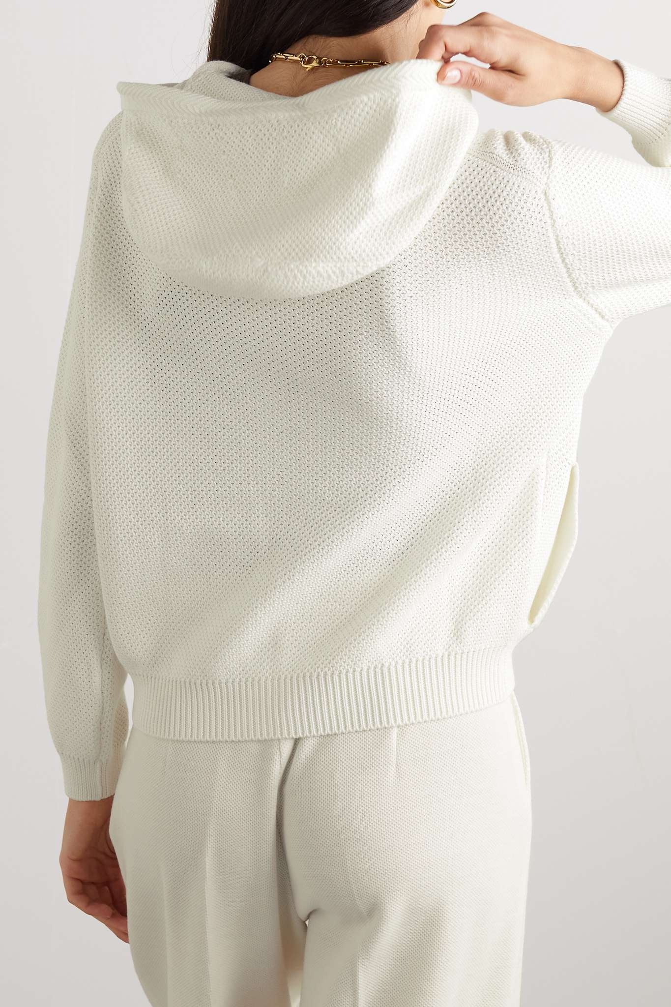 Open-knit cotton hoodie - 4