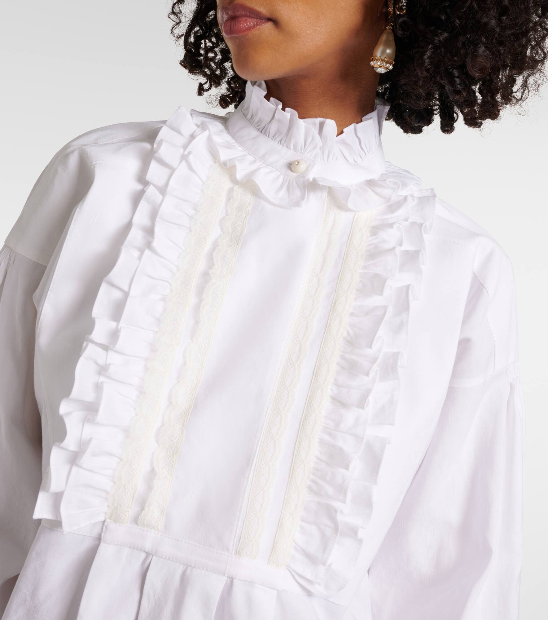 Ruffled cotton, linen, and silk minidress - 4
