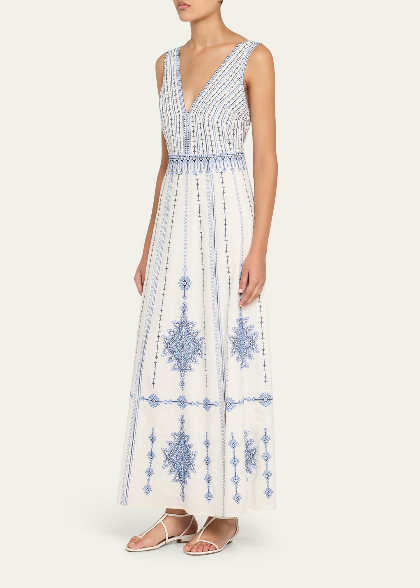 Nellie Astragal Embroidered Sleeveless Maxi Dress - 4