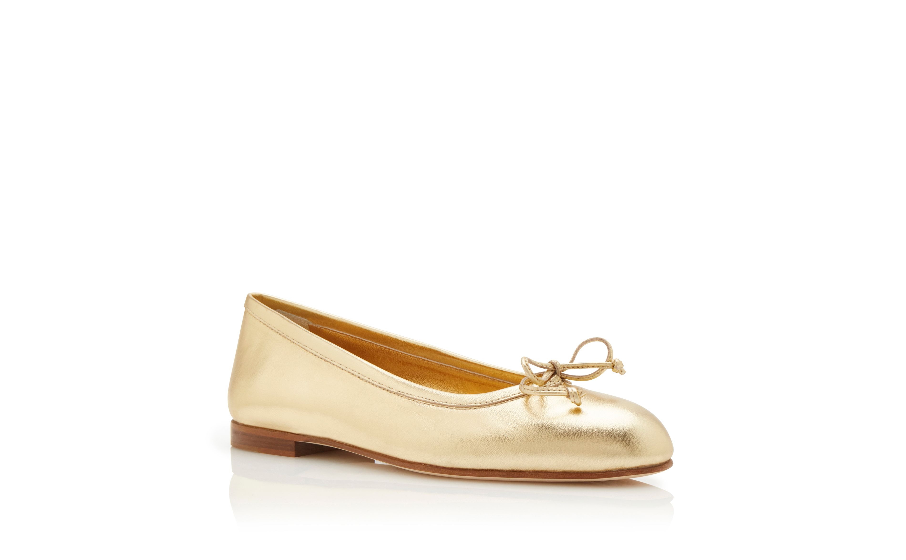 Gold Nappa Leather Ballerina Flats - 3