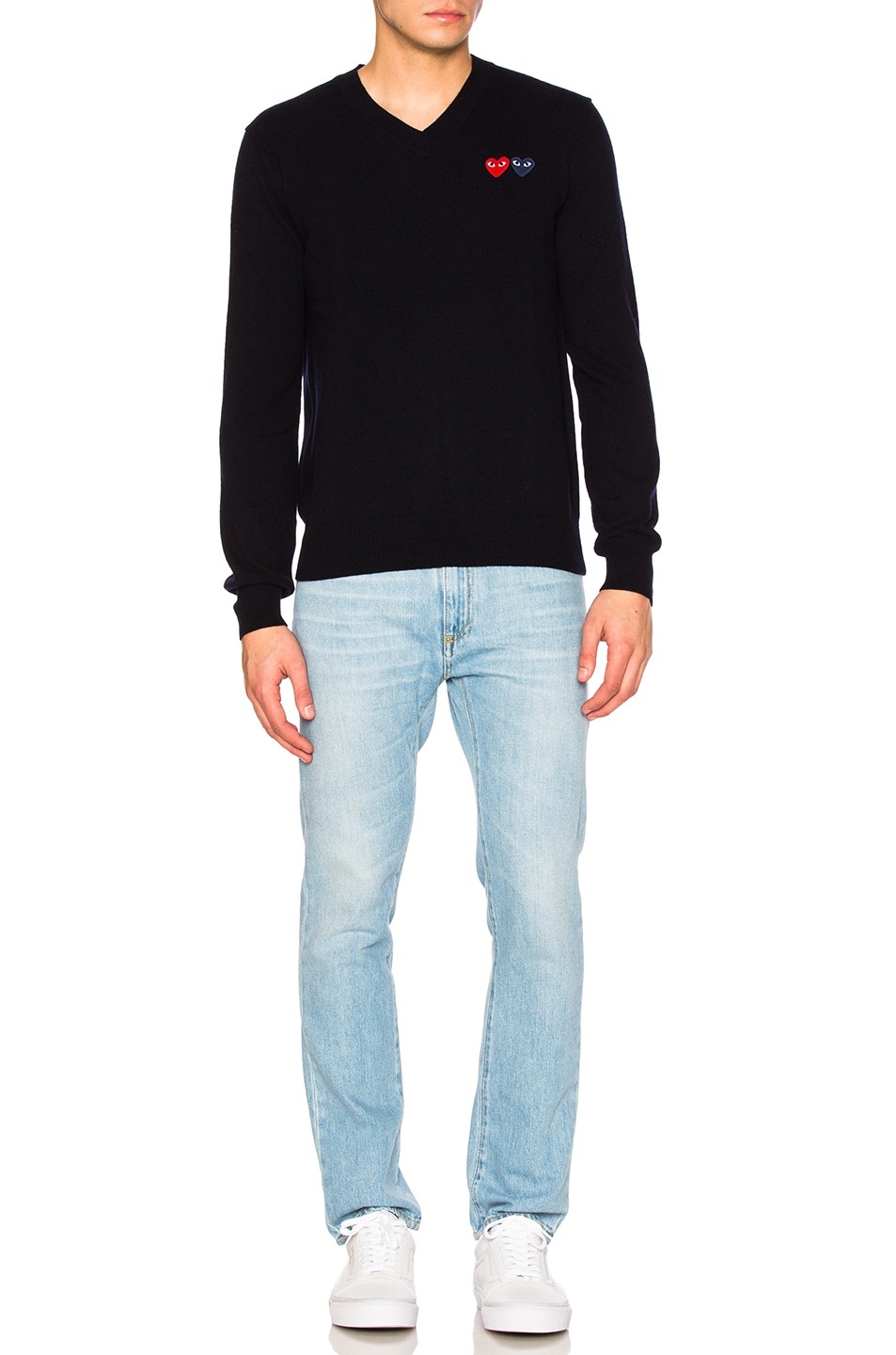 V Neck Double Emblem Sweater - 5
