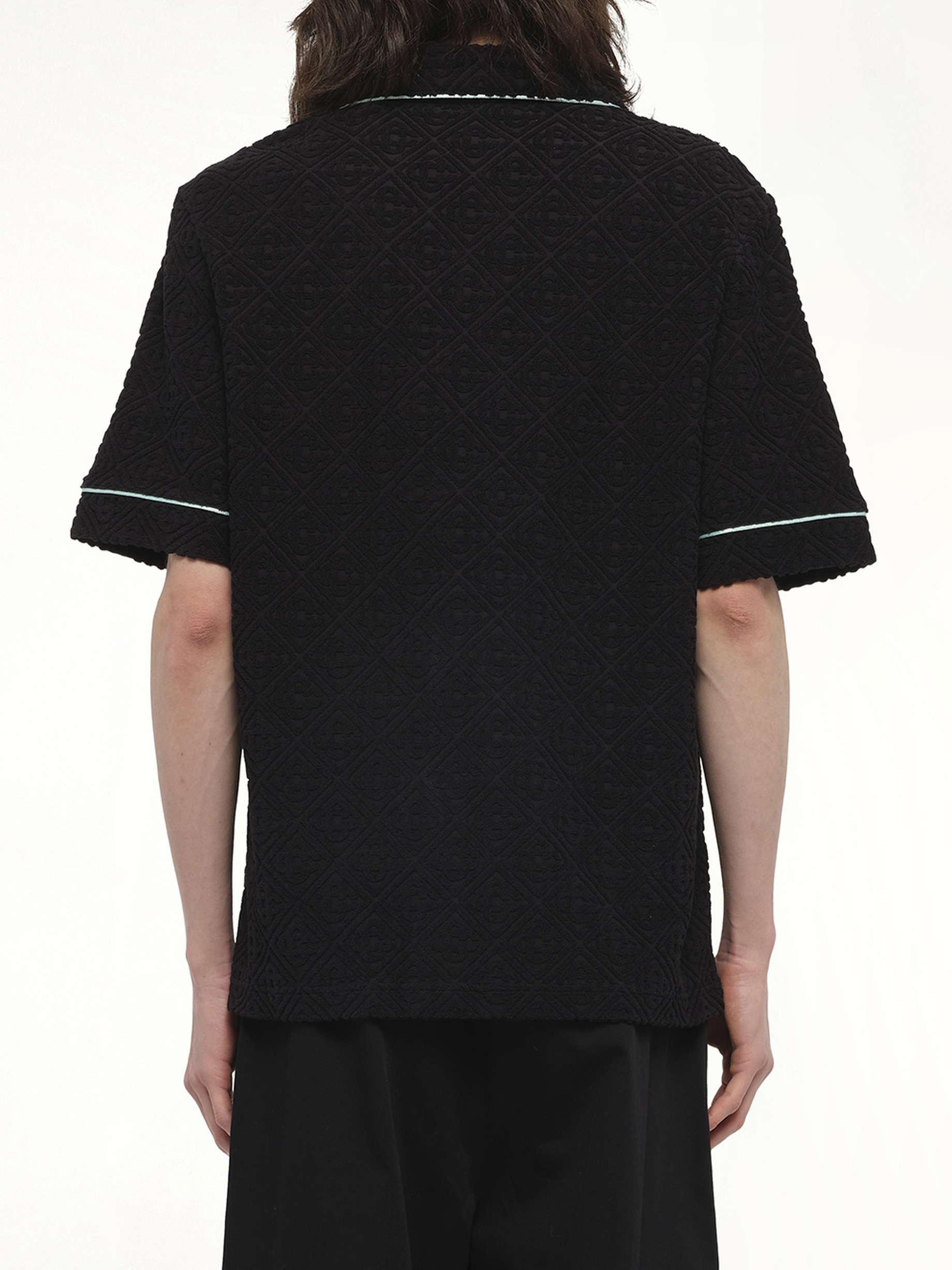 Towelling Monogram Shirt in Black - 6