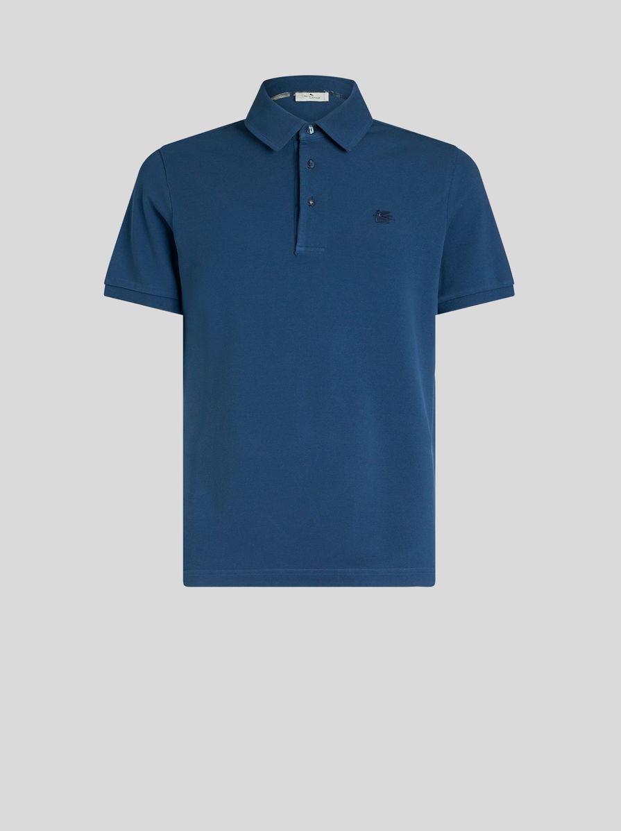 POLO SHIRT WITH LOGO AND PAISLEY UNDERCOLLAR - 1