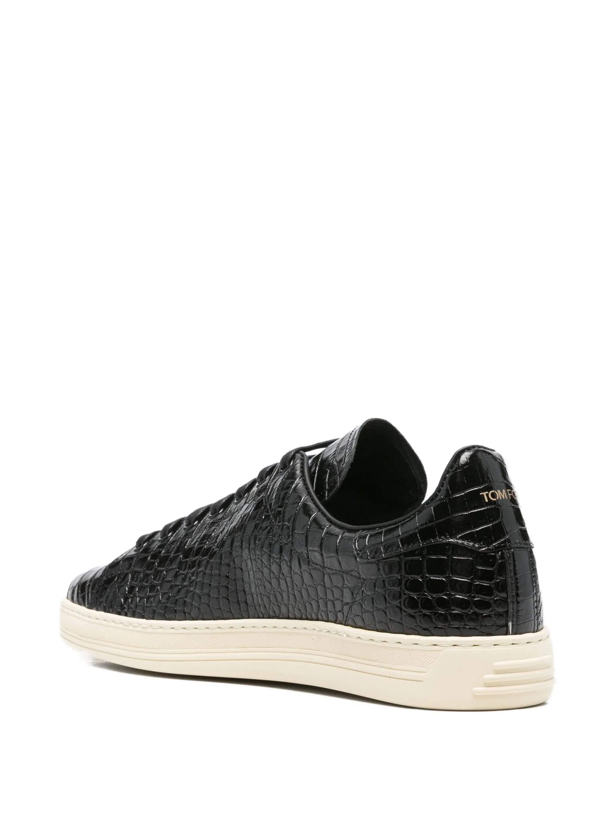 crocodile-embossed leather sneakers - 3