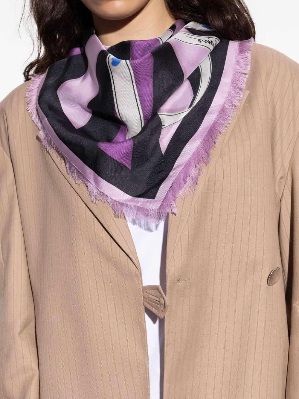 ribbon-striped silk scarf - 5