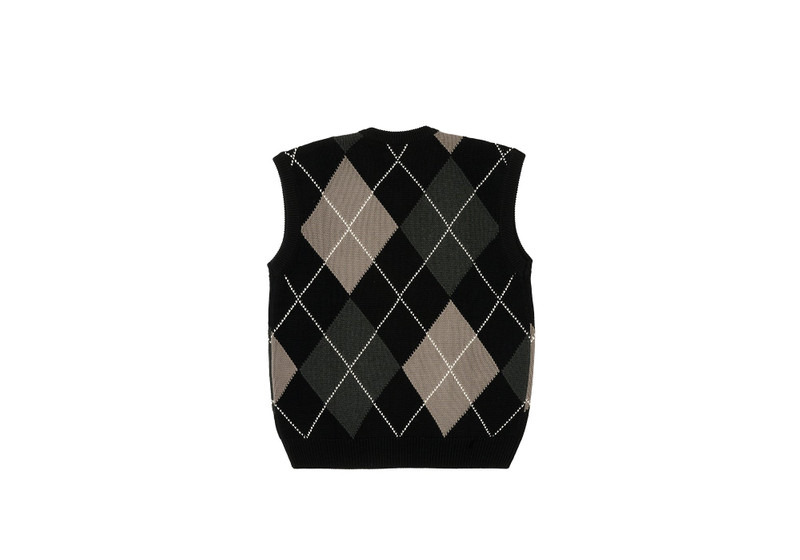 PALACE ARGYLE KNIT VEST BLACK / GREY outlook