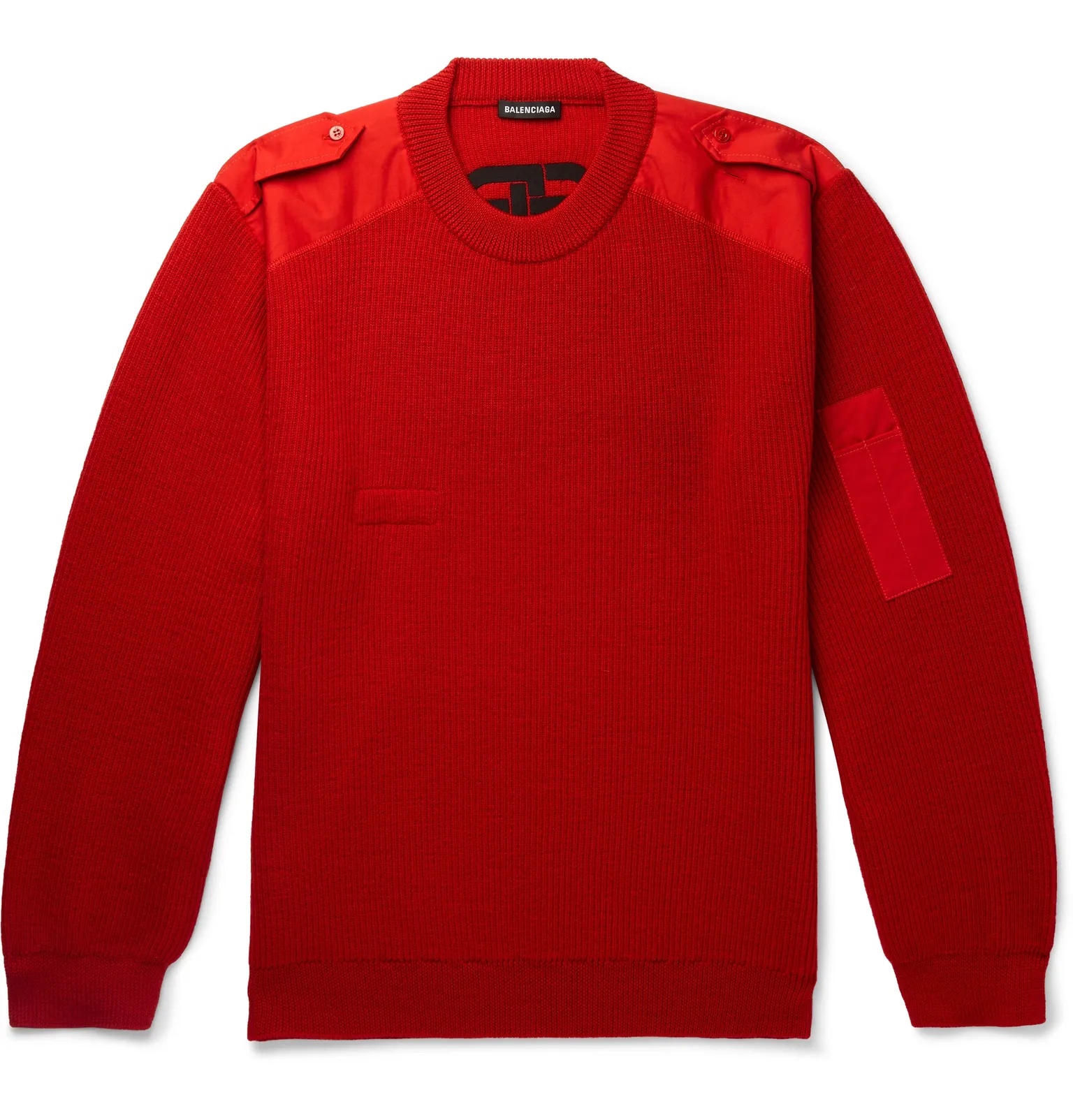 Logo-Embroidered Twill-Panelled Wool Sweater - 1