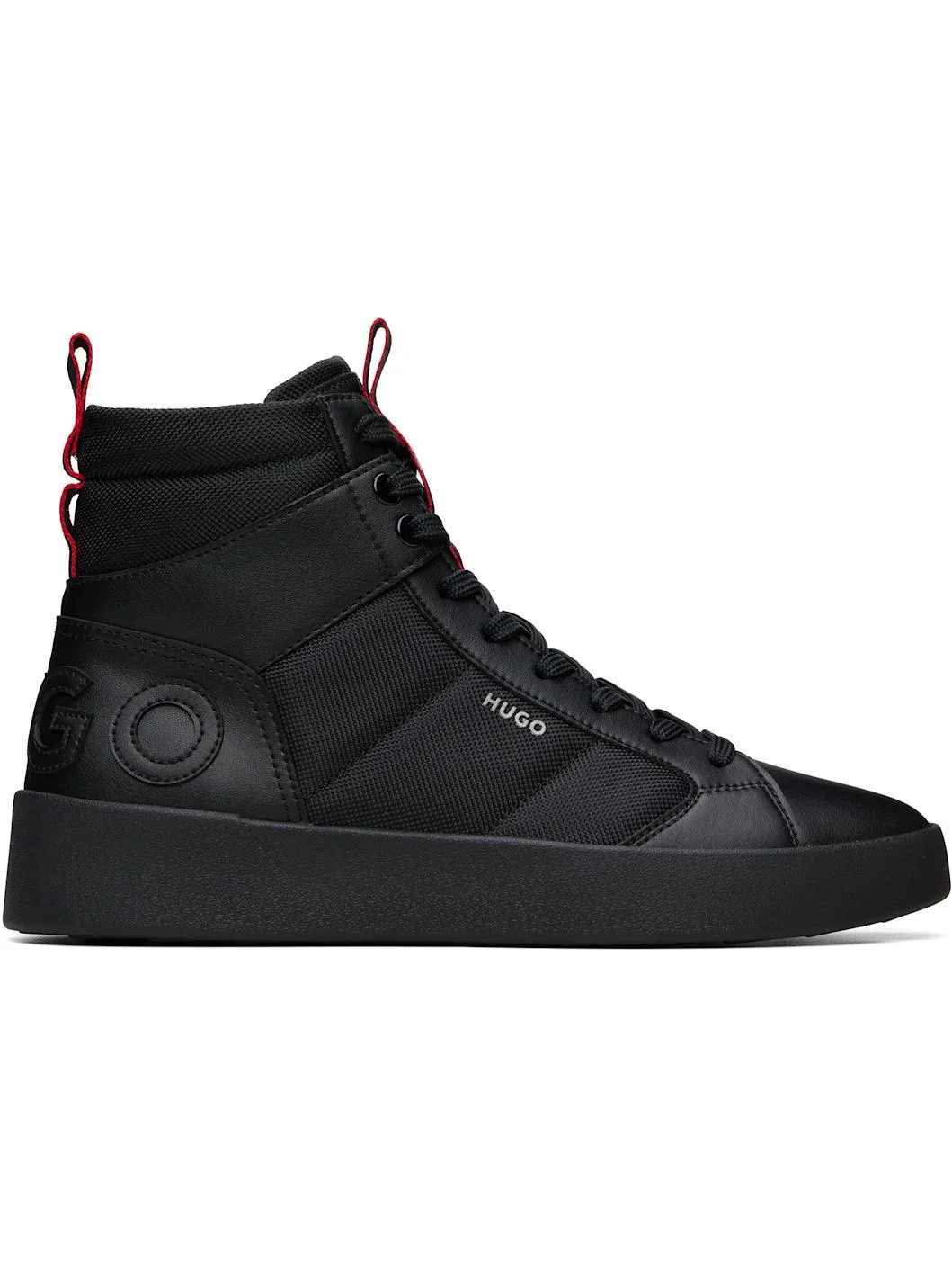 Black Canvas & Faux-Leather Sneakers - 1