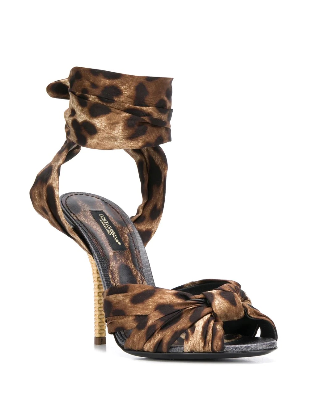 leopard print tie fastening sandals - 2