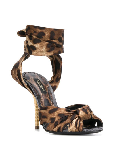 Dolce & Gabbana leopard print tie fastening sandals outlook