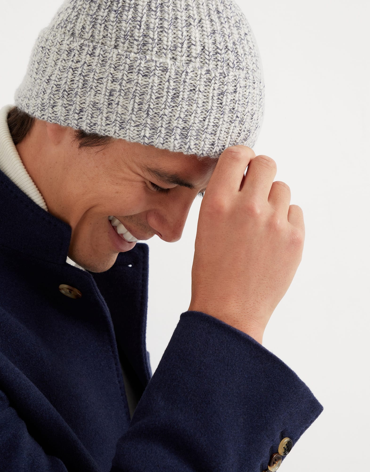 Cashmere chiné rib knit beanie - 3