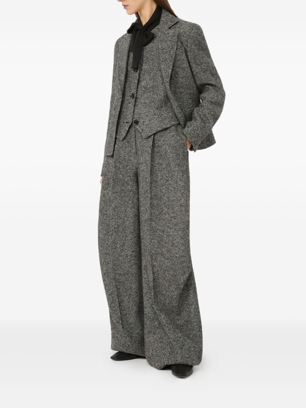 single-button tweed blazer - 2