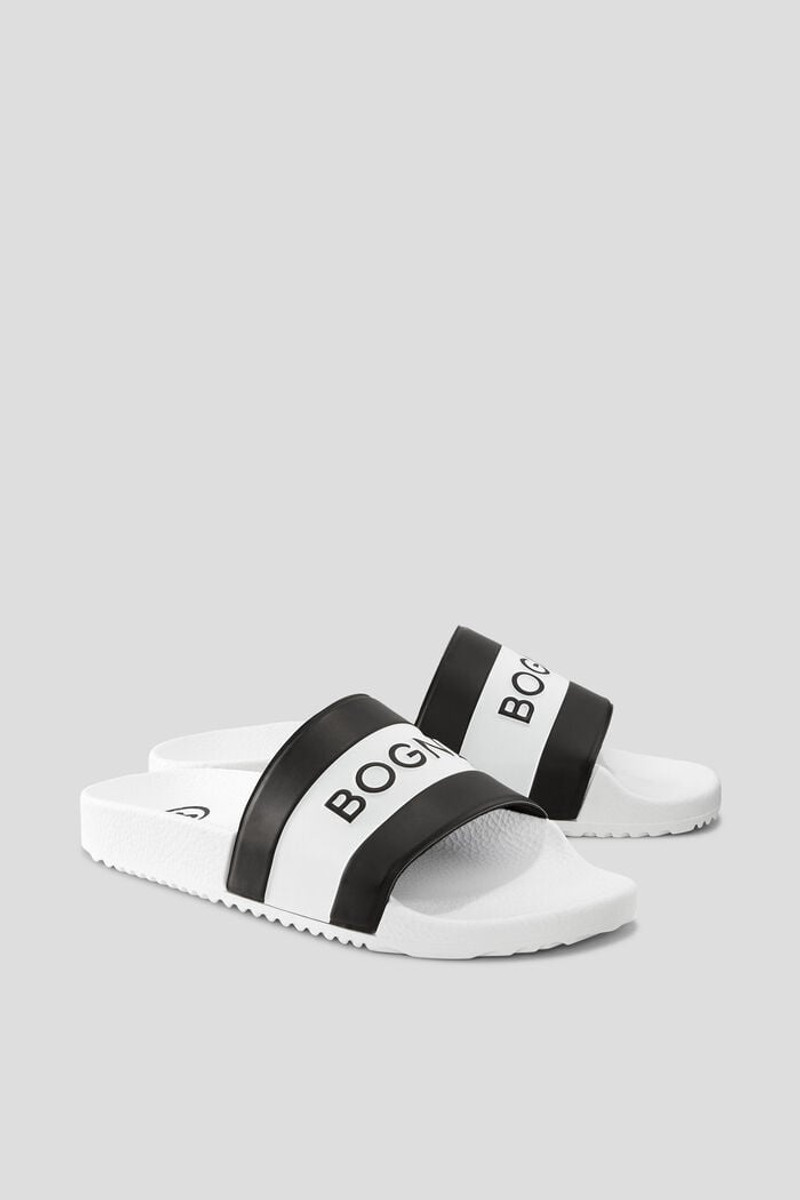 Belize Slides in White/Black 3