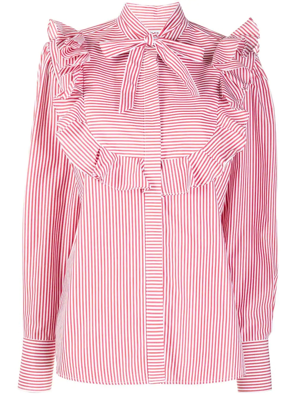 ruffle-trim striped shirt - 1