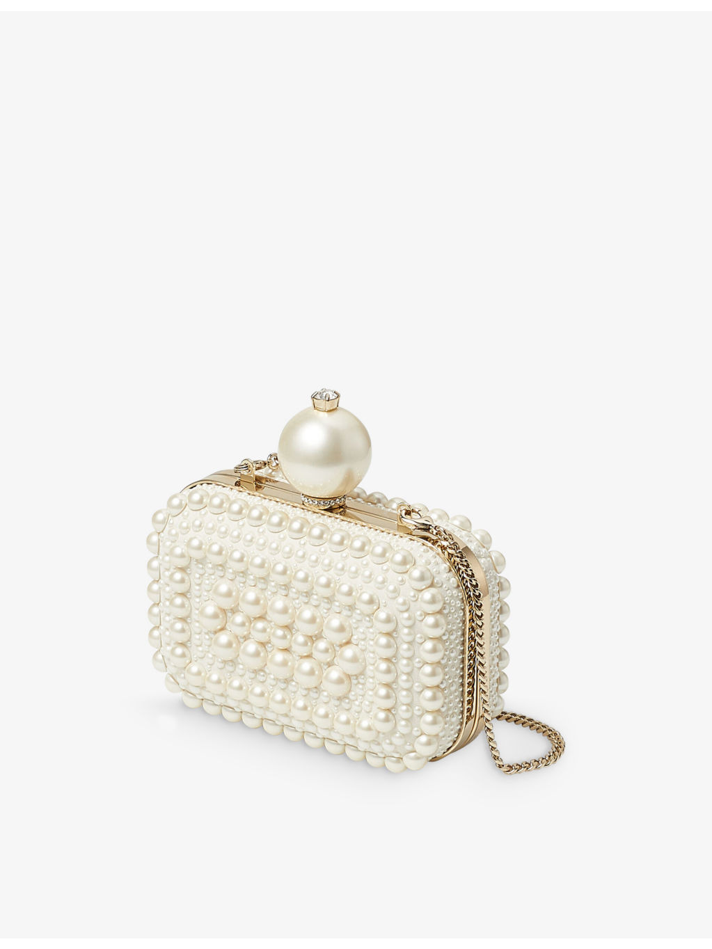 Micro Cloud pearl and crystal-embellished suede clutch bag - 4
