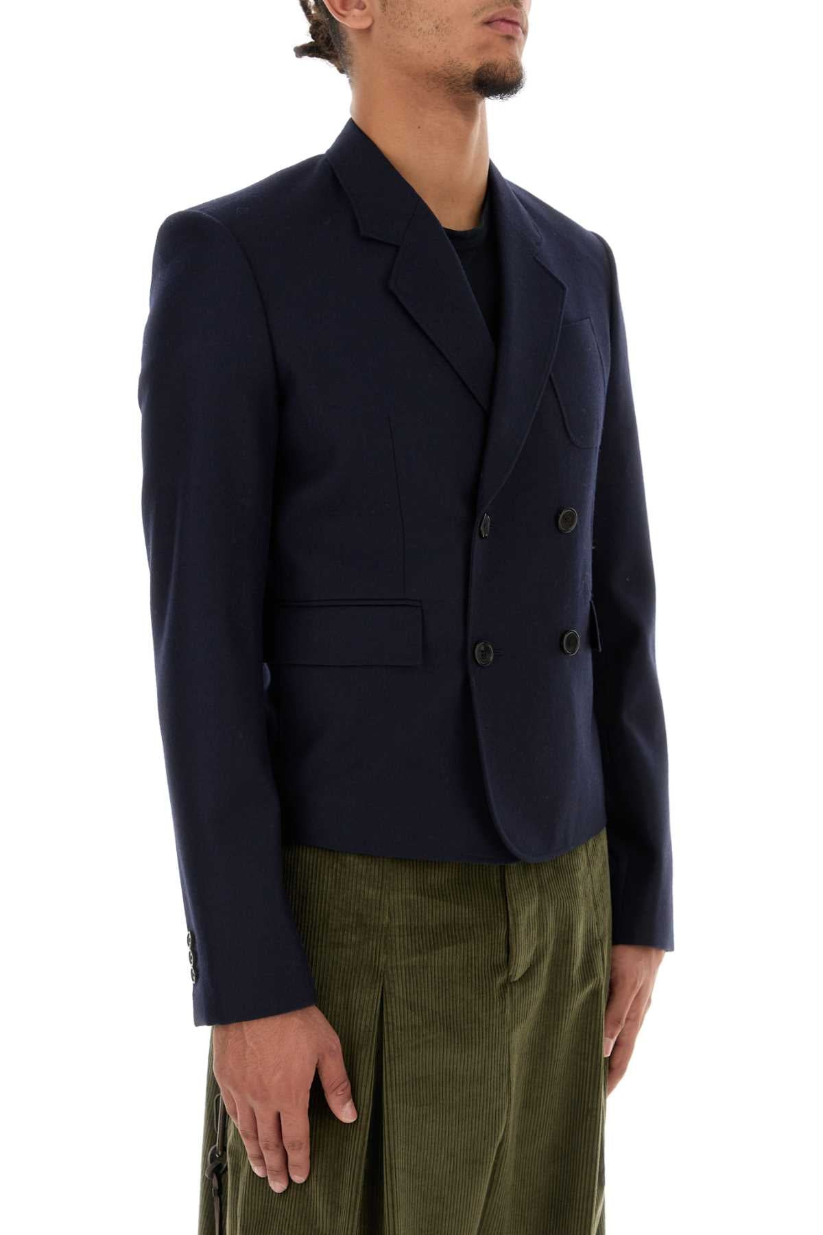 Loewe Men Navy Blue Wool Blazer - 3