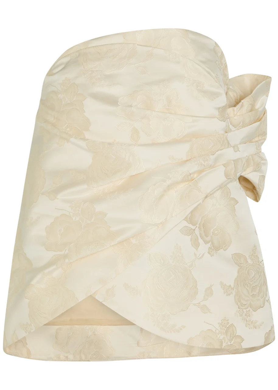 Simone Rocha Floral-jacquard Gathered Satin top - 1