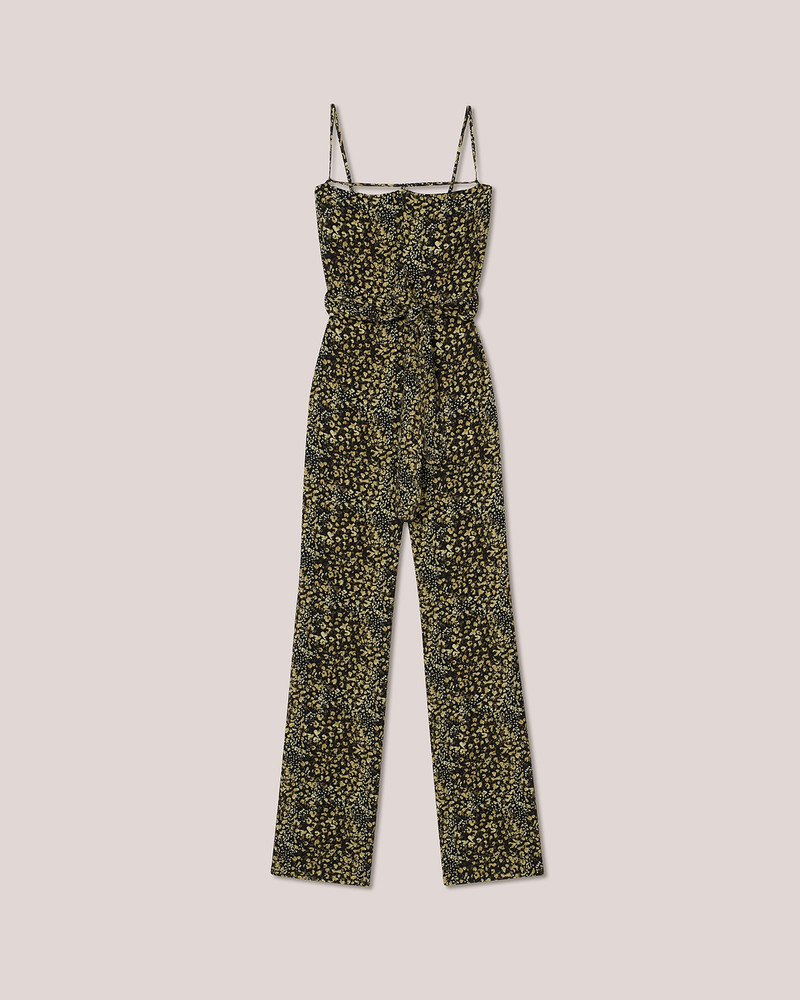 CADO - Crepe melange tie-waist jumpsuit - Tiny Leopard 1