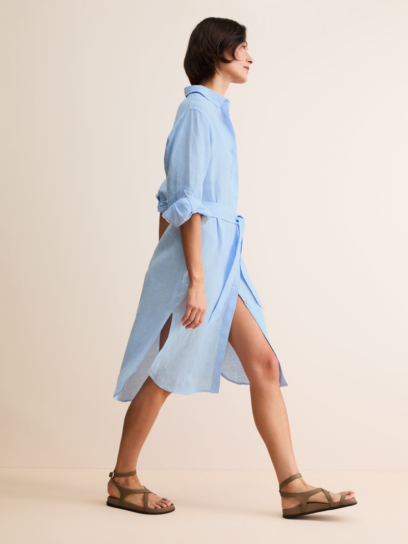 Derek Rose Women's Dress Sicily Linen Light Blue outlook