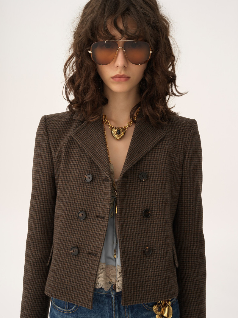 DOUBLE-BREASTED FITTED JACKET IN HOUNDSTOOTH WOOL 6