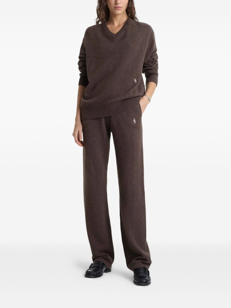 Sporty & Rich V-neck embroidered-logo sweater outlook